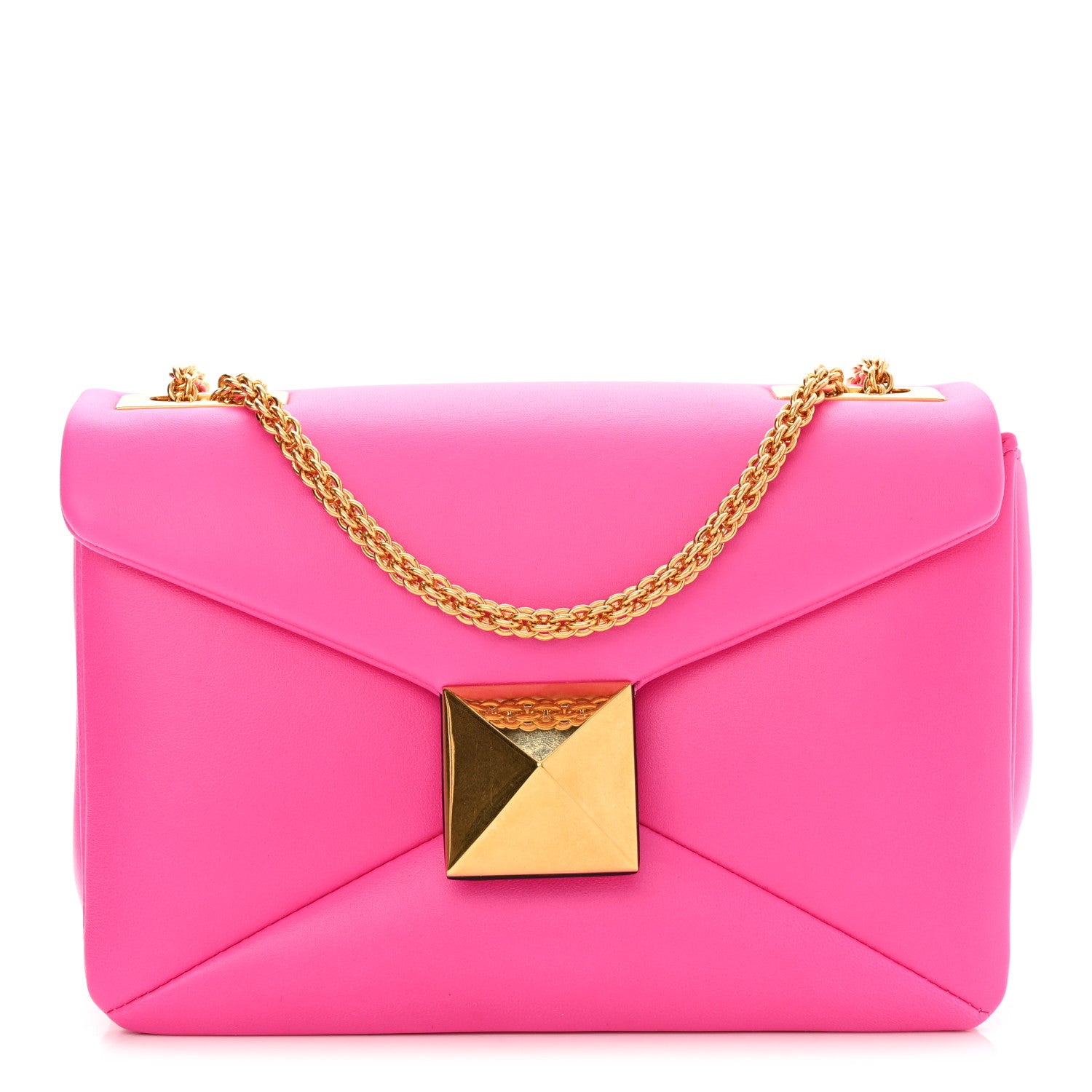 Valentino Garavani Nappa One Stud Chain Clutch Pink PP 1 of 10
