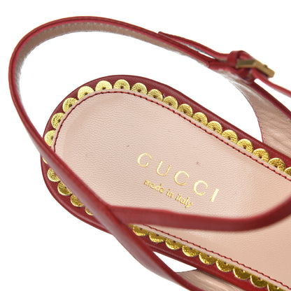 Gucci Nappa Queen Margaret Mid Heel Sandals 40 Hibiscus Red 10 of 11
