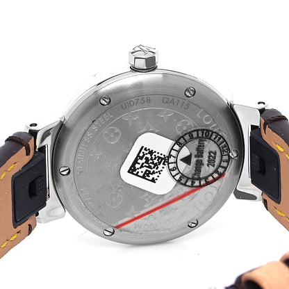 Louis Vuitton Stainless Steel Monogram 28mm Tambour Quartz Watch White 4 of 5