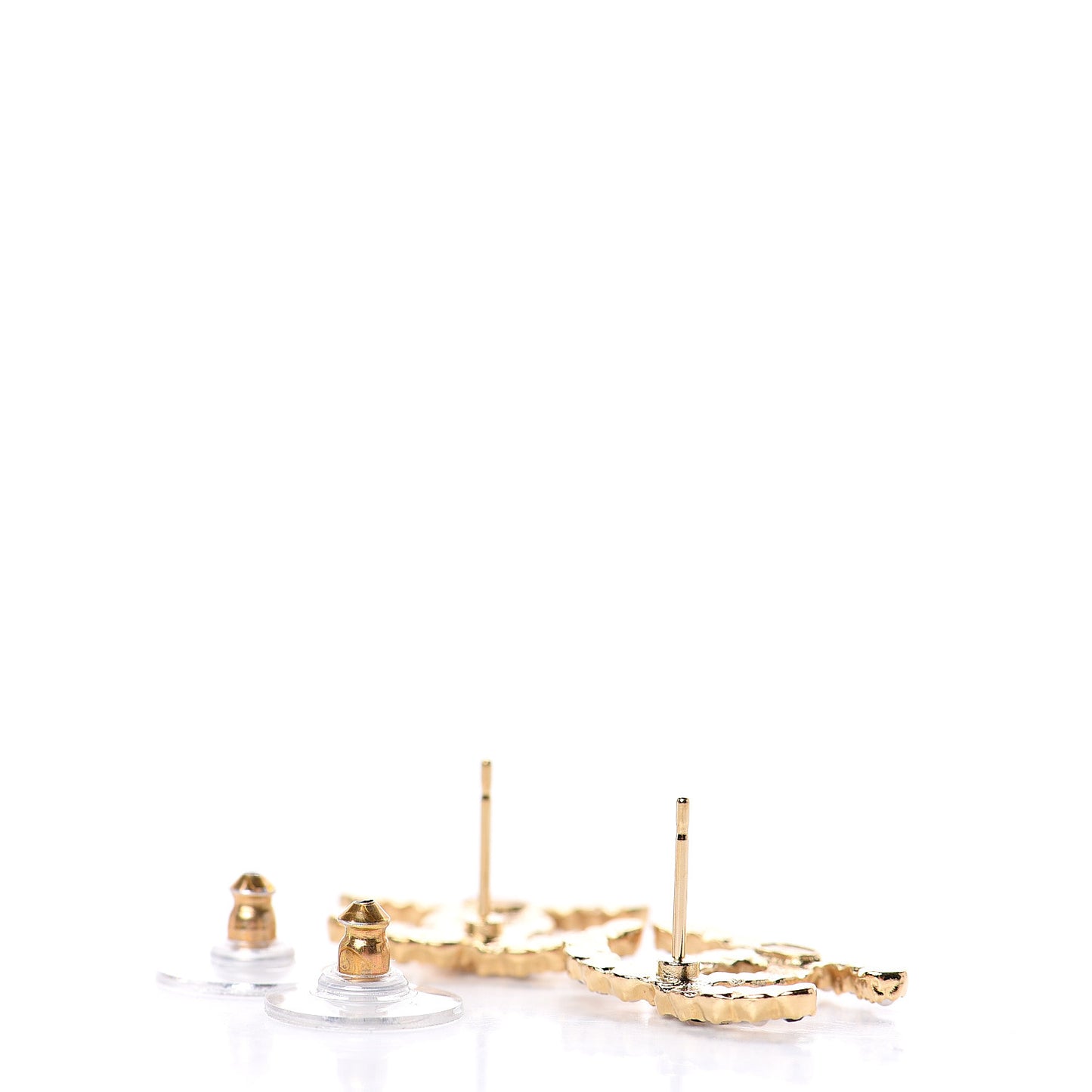Resin Pearl Crystal CC Earrings Gold Black