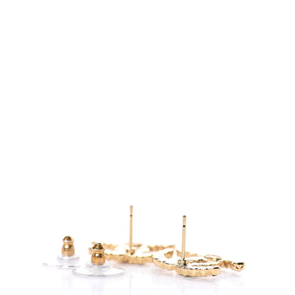 Chanel Resin Pearl Crystal CC Earrings Gold Black 3 of 4