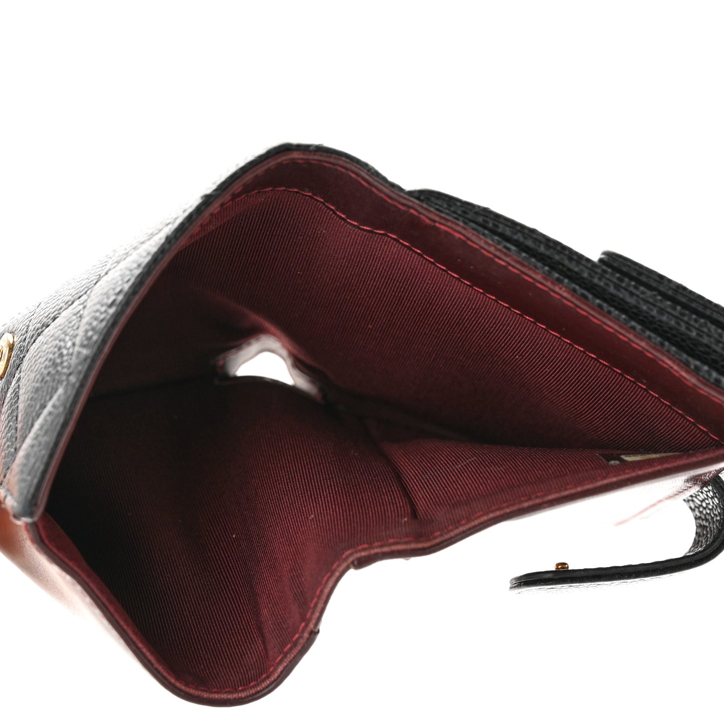 Caviar Quilted Compact French Flap Wallet Black