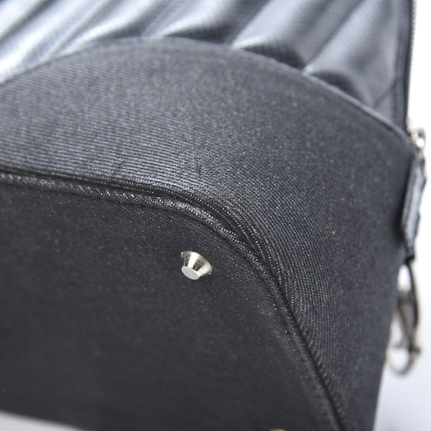 Denim Perforated Trailer Trash Tote Black