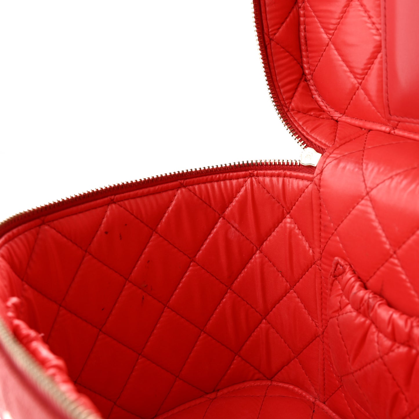 Caviar Quilted Large Vanity Pouch Red