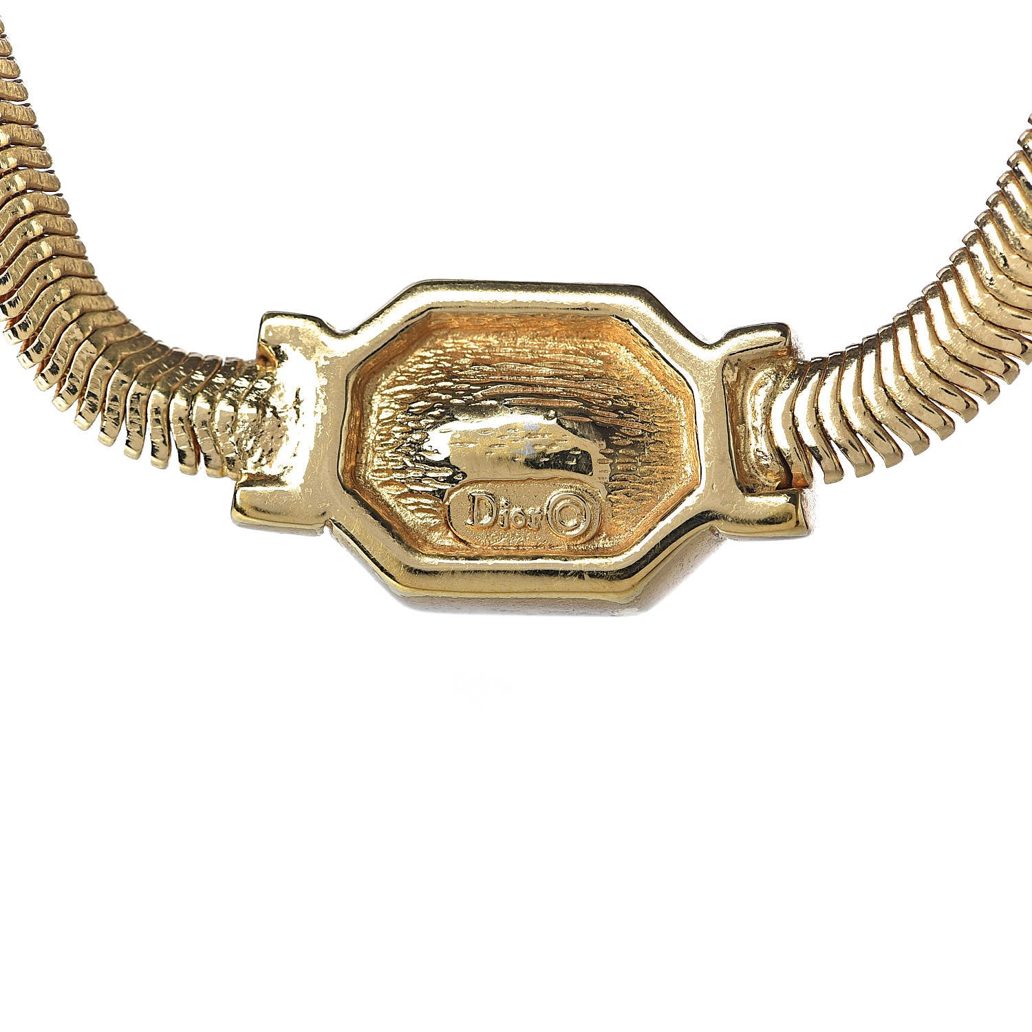 Christian Dior Crystal Chain Necklace Gold 6 of 6