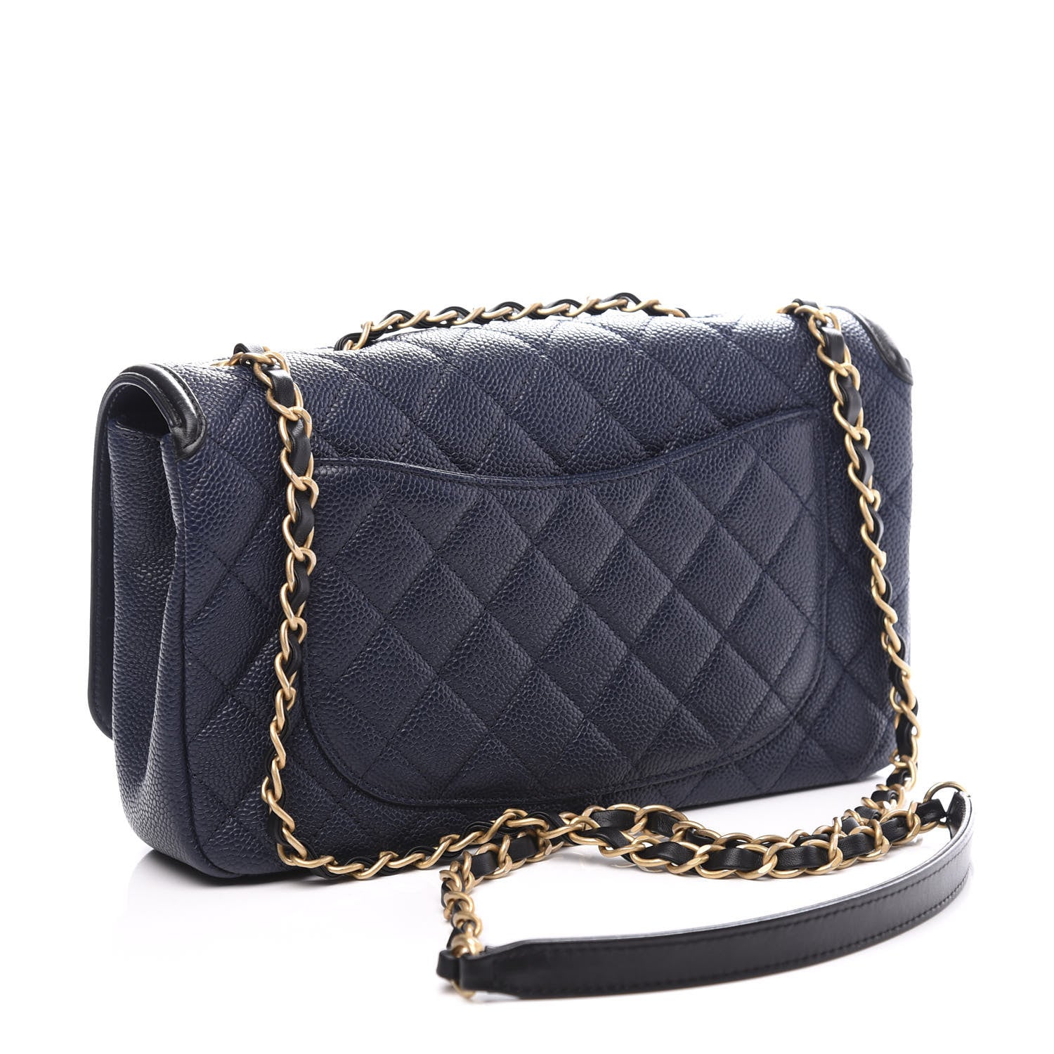 Chanel Caviar Quilted Medium CC Filigree Flap Navy Black 2 of 9