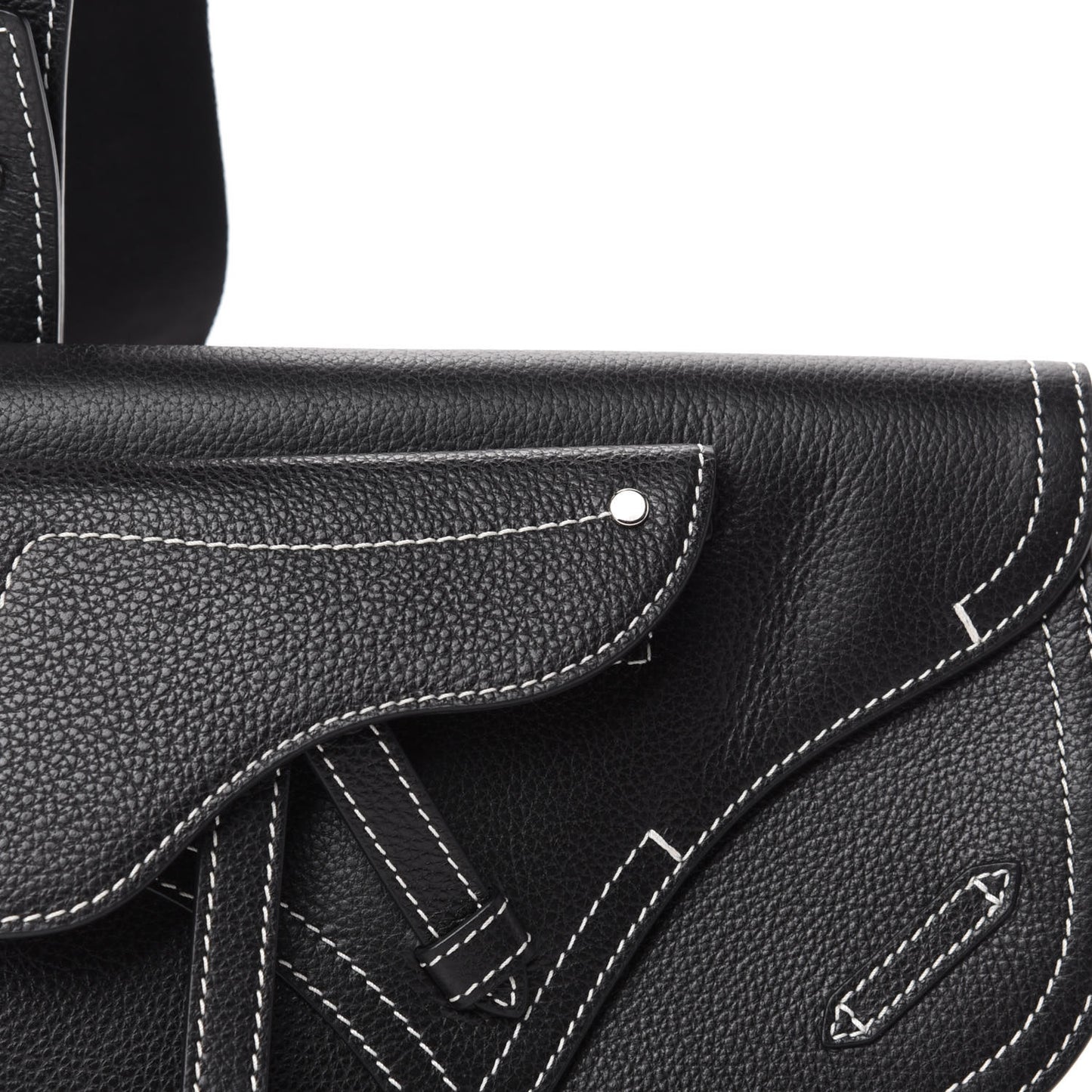 X KAWS Grained Calfskin Saddle Pouch Black