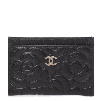 Chanel Caviar Camellia Embossed Card Holder Black 1 of 9