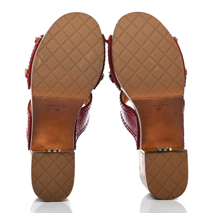 Chanel Shiny Crumpled Calfskin Chain Platform Mules 36 Red 5 of 8