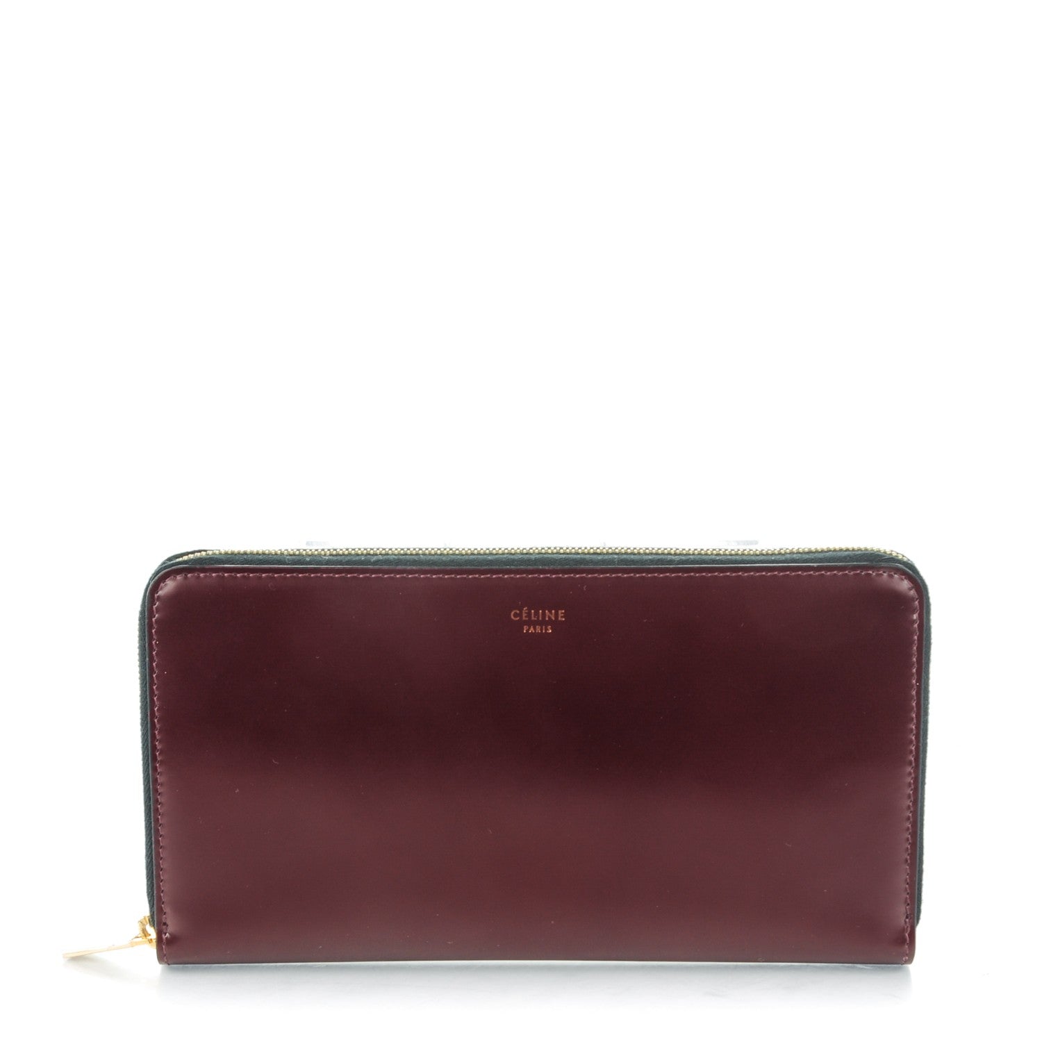 Celine Spazzolato Calfskin Large Zip Around Multifunction Wallet Wine 1 of 8