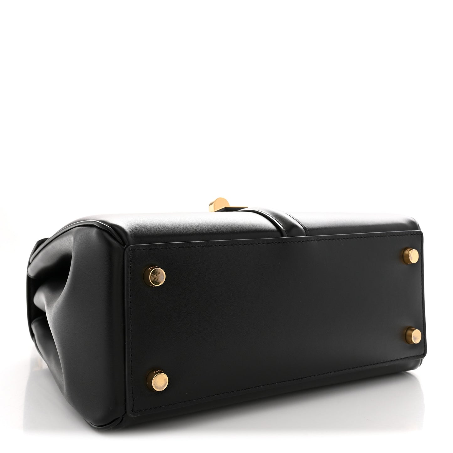 Satinated Calfskin Small 16 Top Handle Bag Black