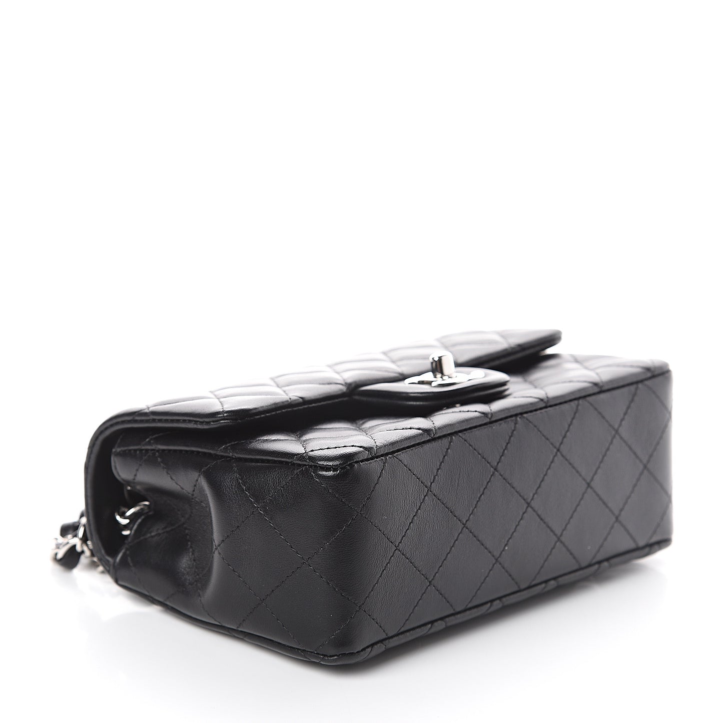Lambskin Quilted Mini Rectangular Flap Black