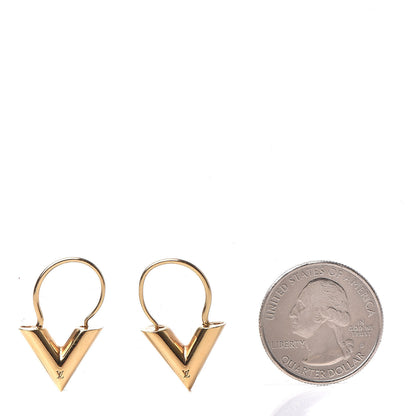 Louis Vuitton Brass Essential V Hoop Earrings Gold 2 of 4