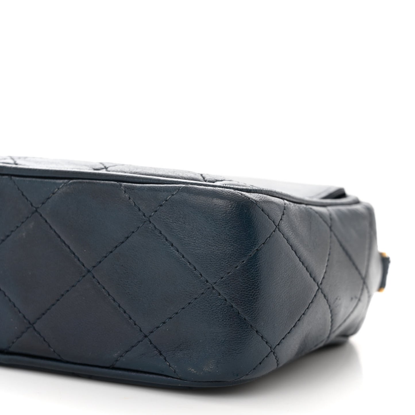 Lambskin Quilted Tassel Flap Camera Case Navy