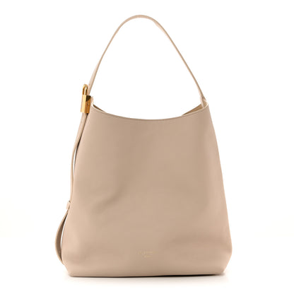 Louis Vuitton LOUIS VUITTON Grained Calfskin Low Key Hobo MM Limestone 1 of 11