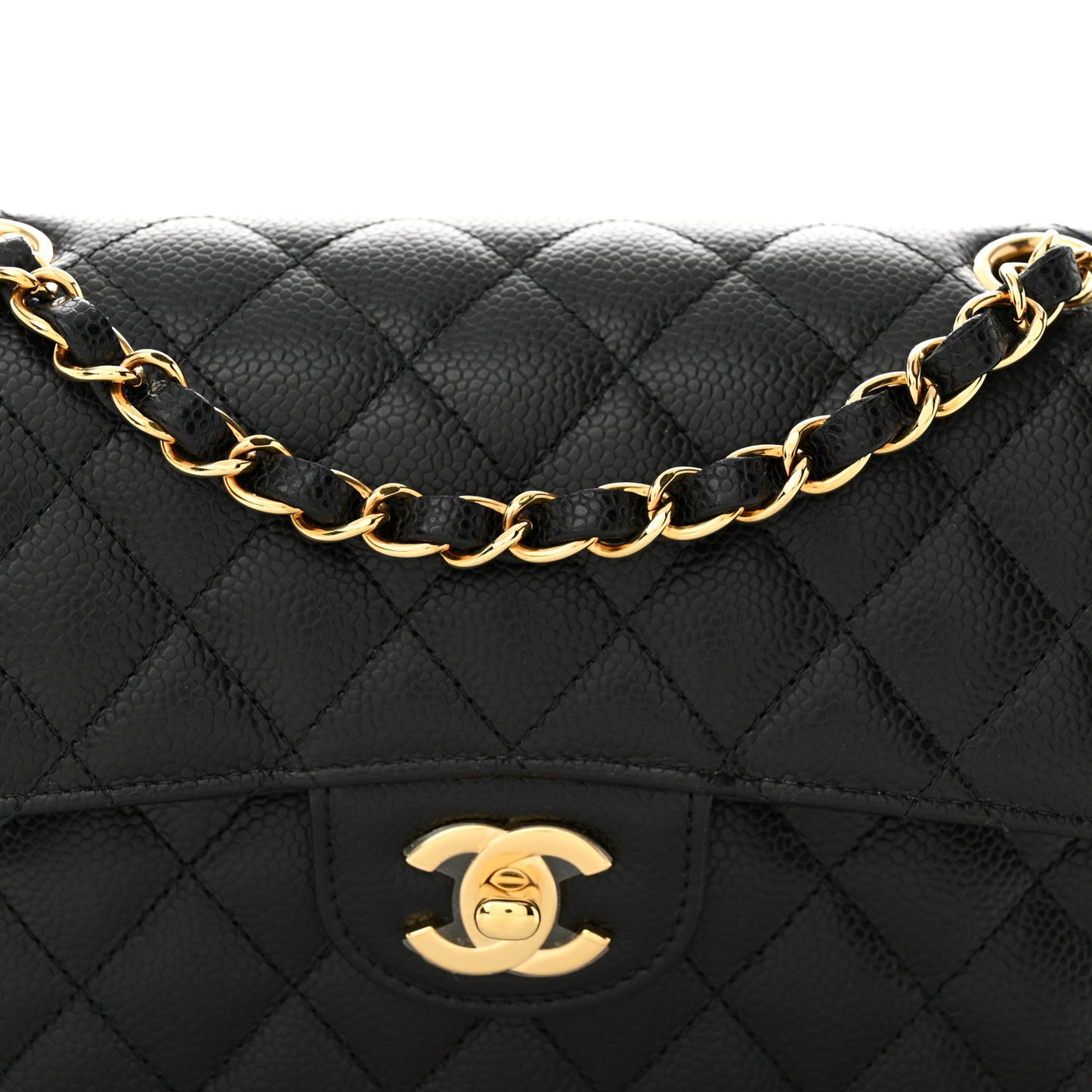 Caviar Quilted Small Double Flap Black