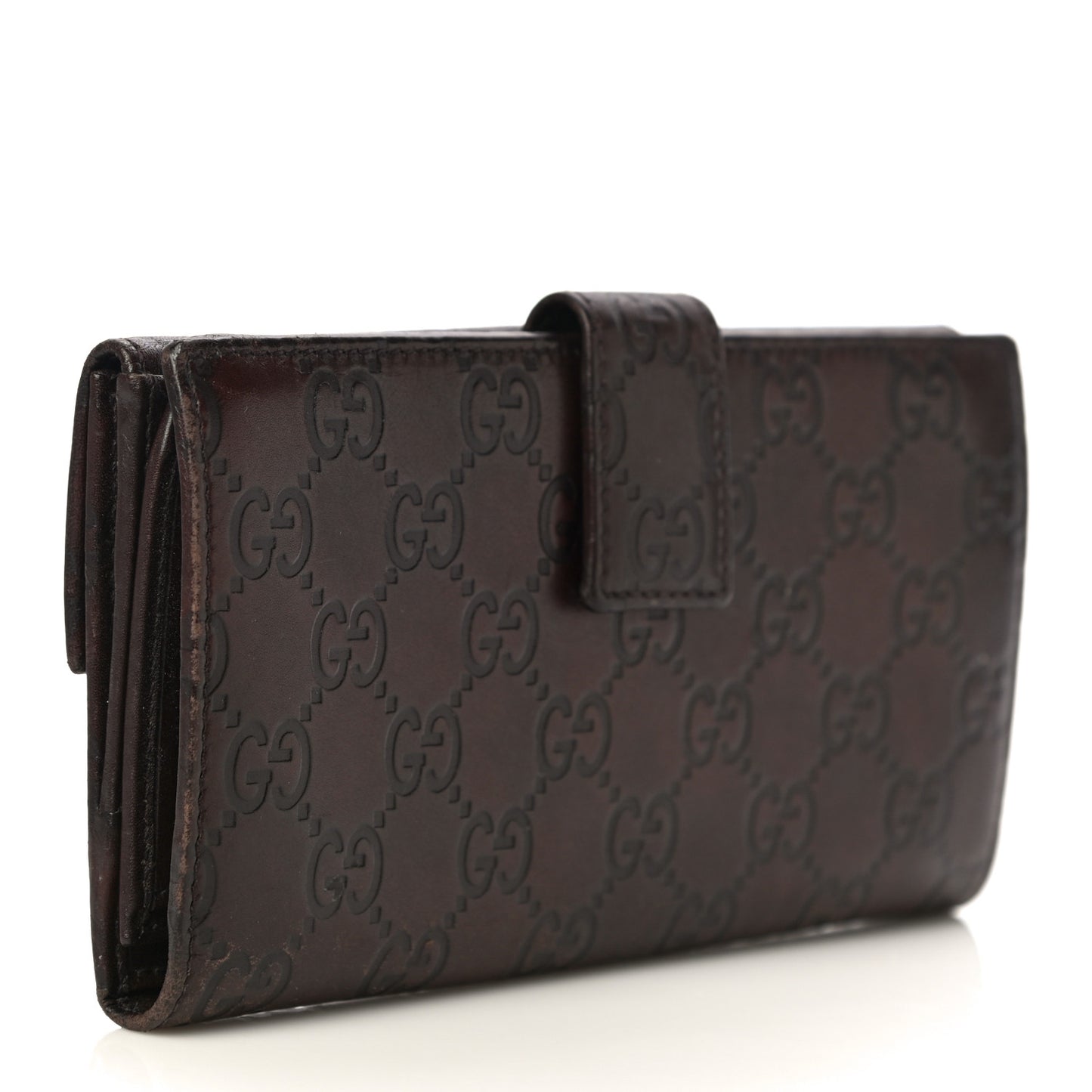 Guccissima Margaux Calfskin Metal Bar Continental Flap Wallet Chocolate