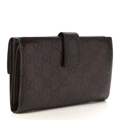Gucci Guccissima Margaux Calfskin Metal Bar Continental Flap Wallet Chocolate 3 of 23