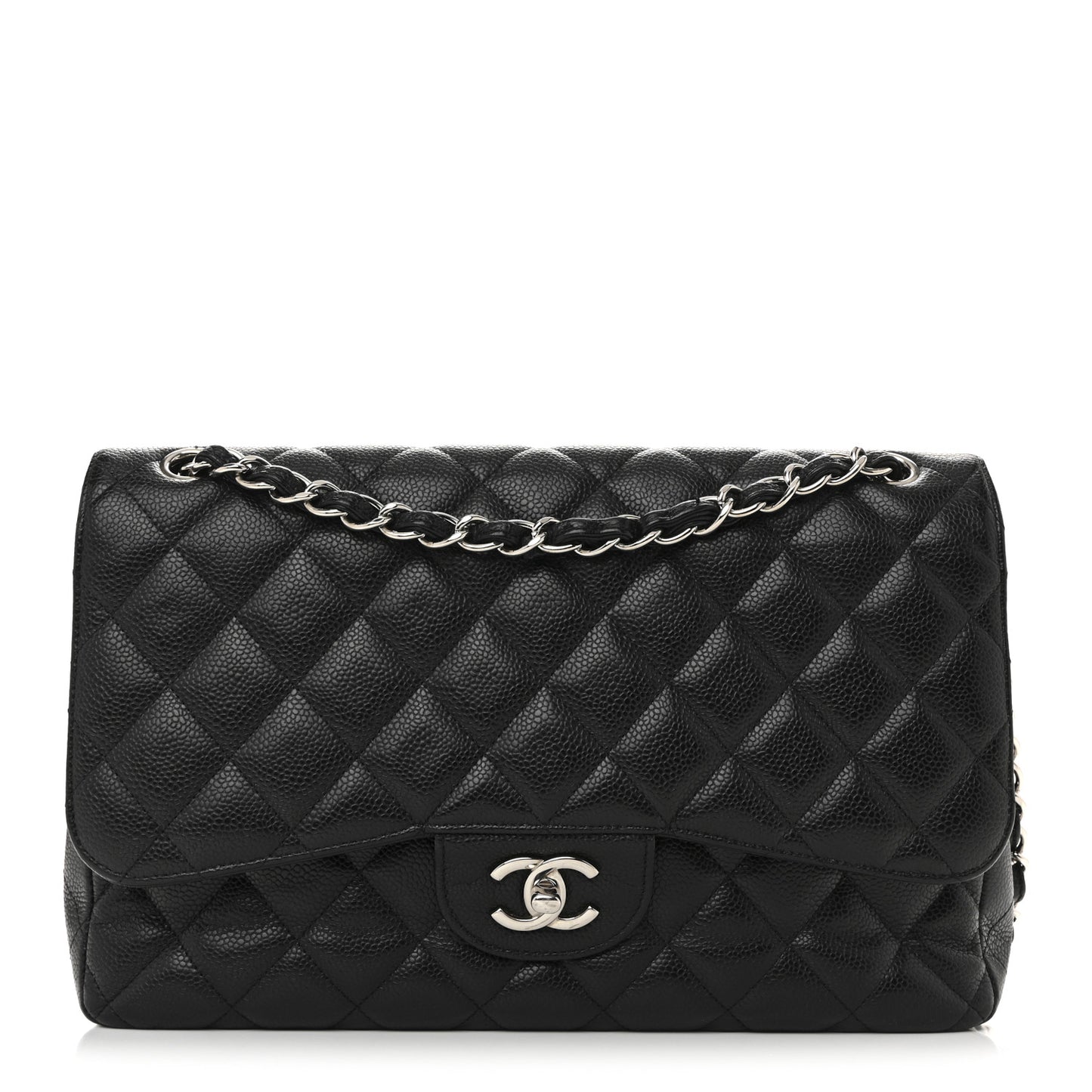 Caviar Quilted Jumbo Double Flap Black