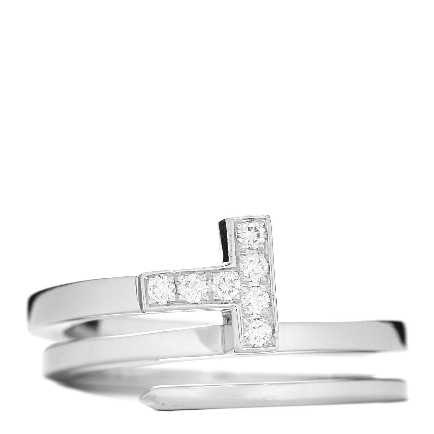 18K White Gold Diamond T Wrap Ring 57 8