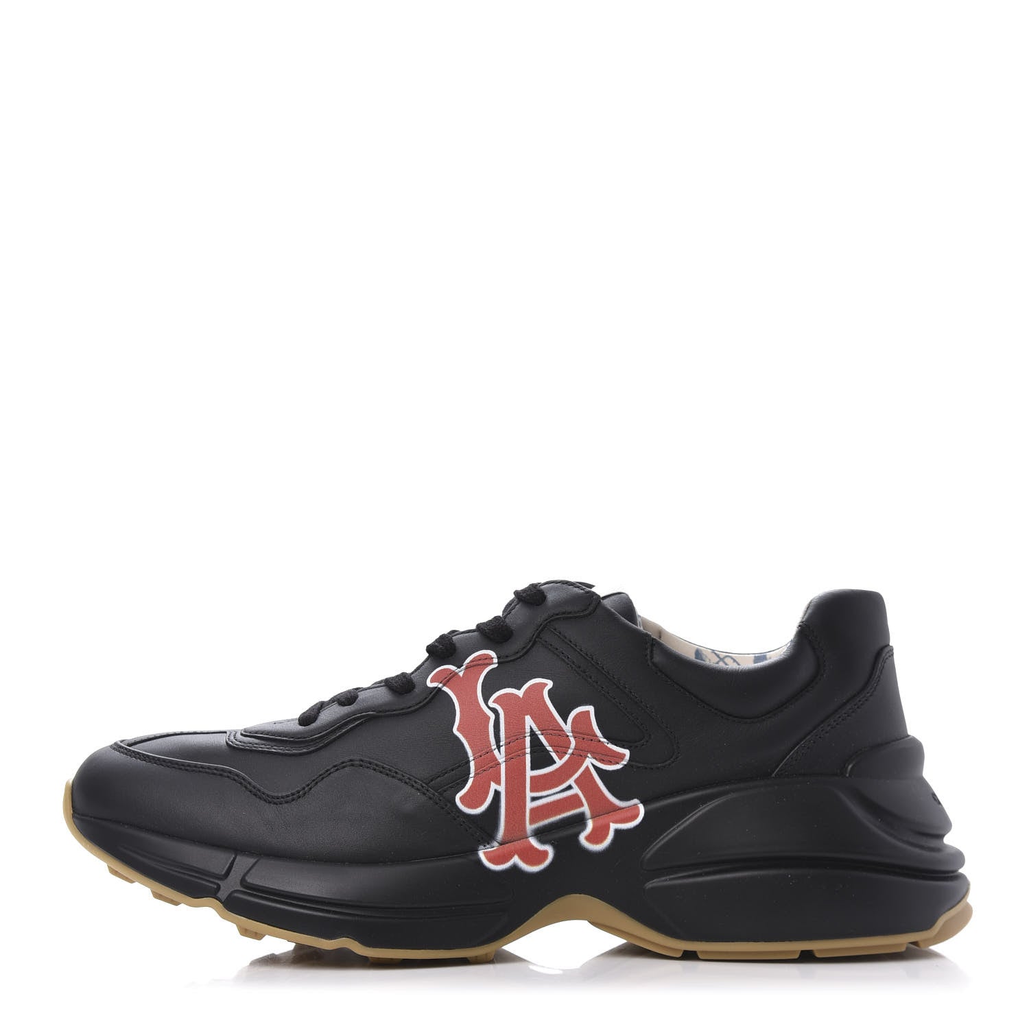 Gucci X MLB Calfskin LA Dodgers Mens Rhyton Sneakers 8 Black 1 of 10