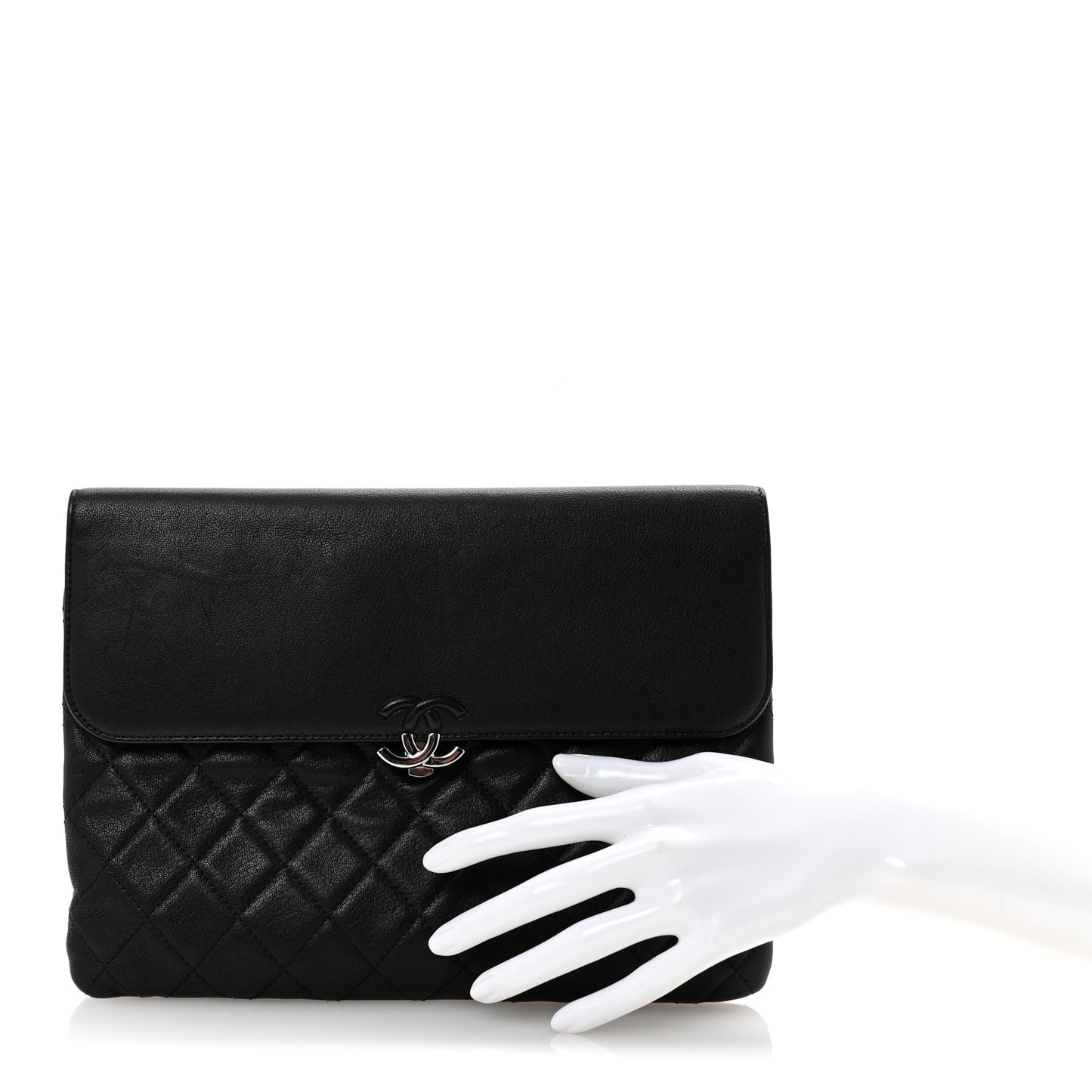 Goatskin Quilted CC Box Pouch Black