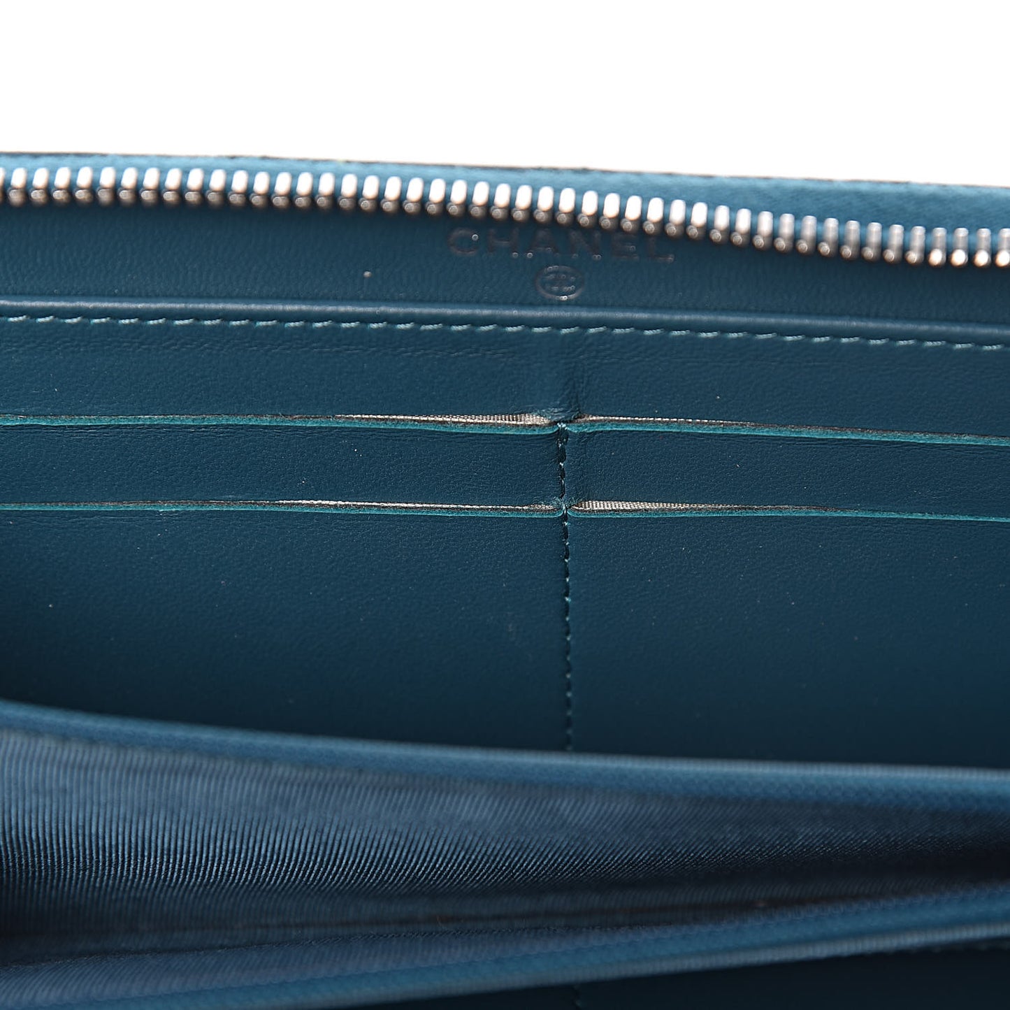 Lambskin Quilted Large Gusset Zip Around Wallet Turquoise