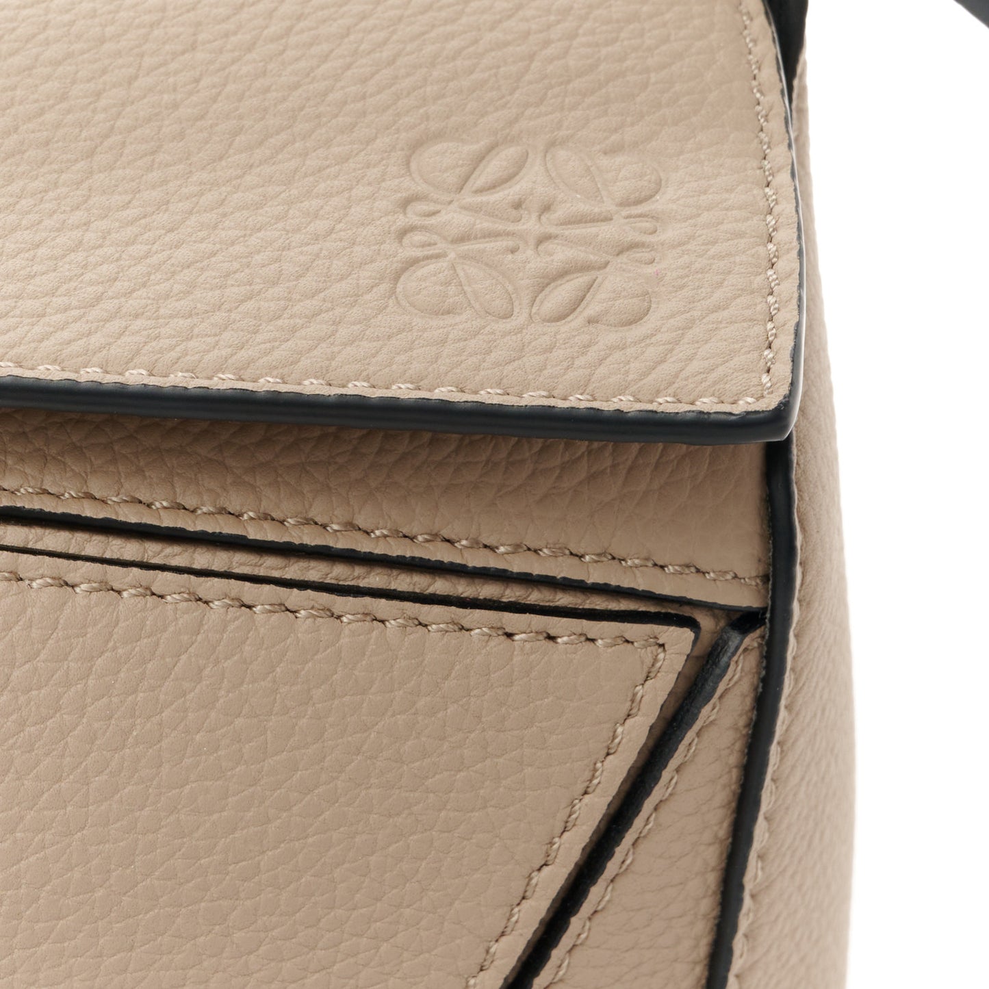 Grained Calfskin Small Puzzle Bag Sand