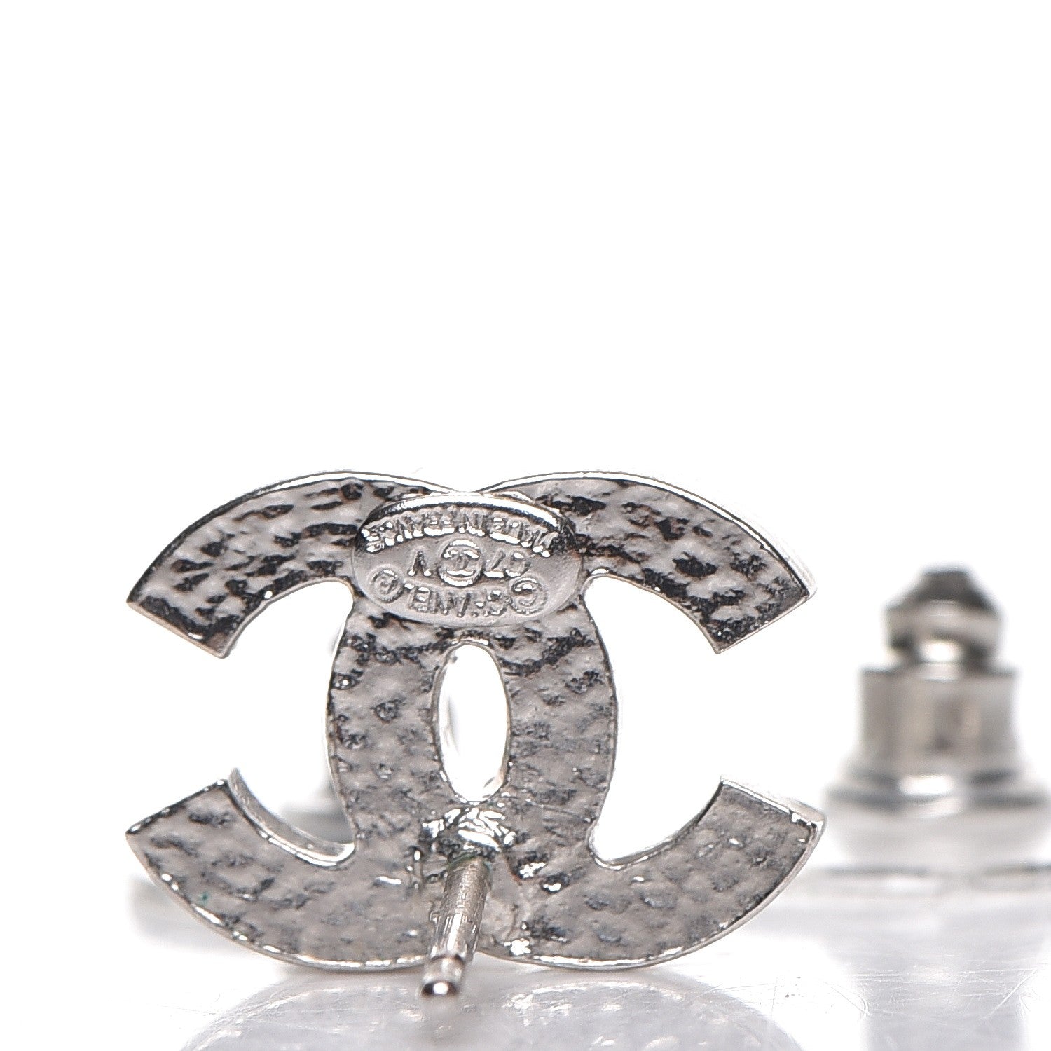 Chanel Crystal Timeless CC Earrings Silver 4 of 4
