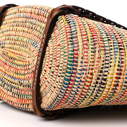 Prada Paglia Vitello Woven Braided Basket Tote Multicolor Cognac 8 of 9