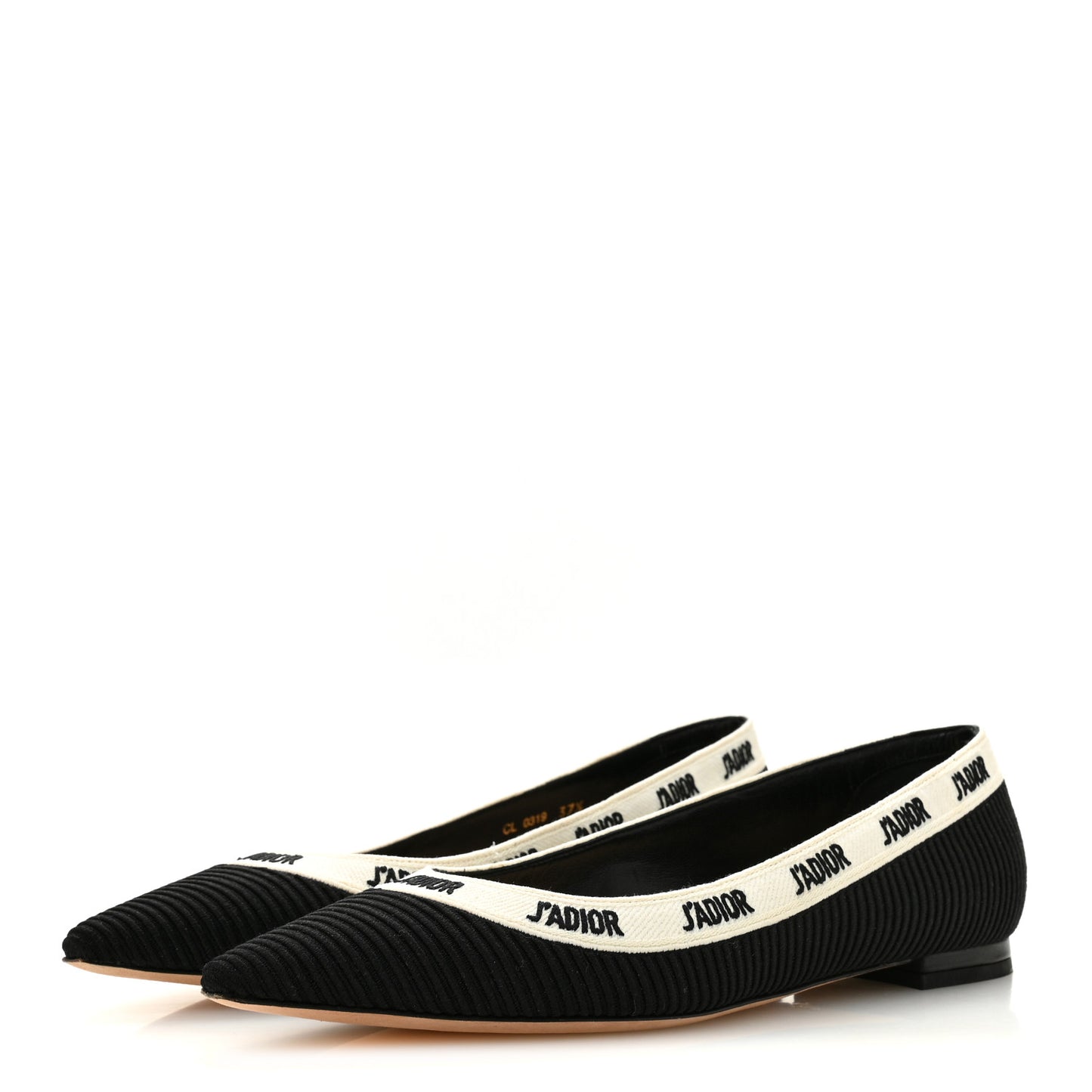 Fabric Ribbon Embroidered J'Adior Ballet Flats 37.5 Black