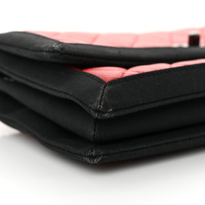 Chanel Lambskin Grosgrain Quilted Flap Red Black 9 of 13