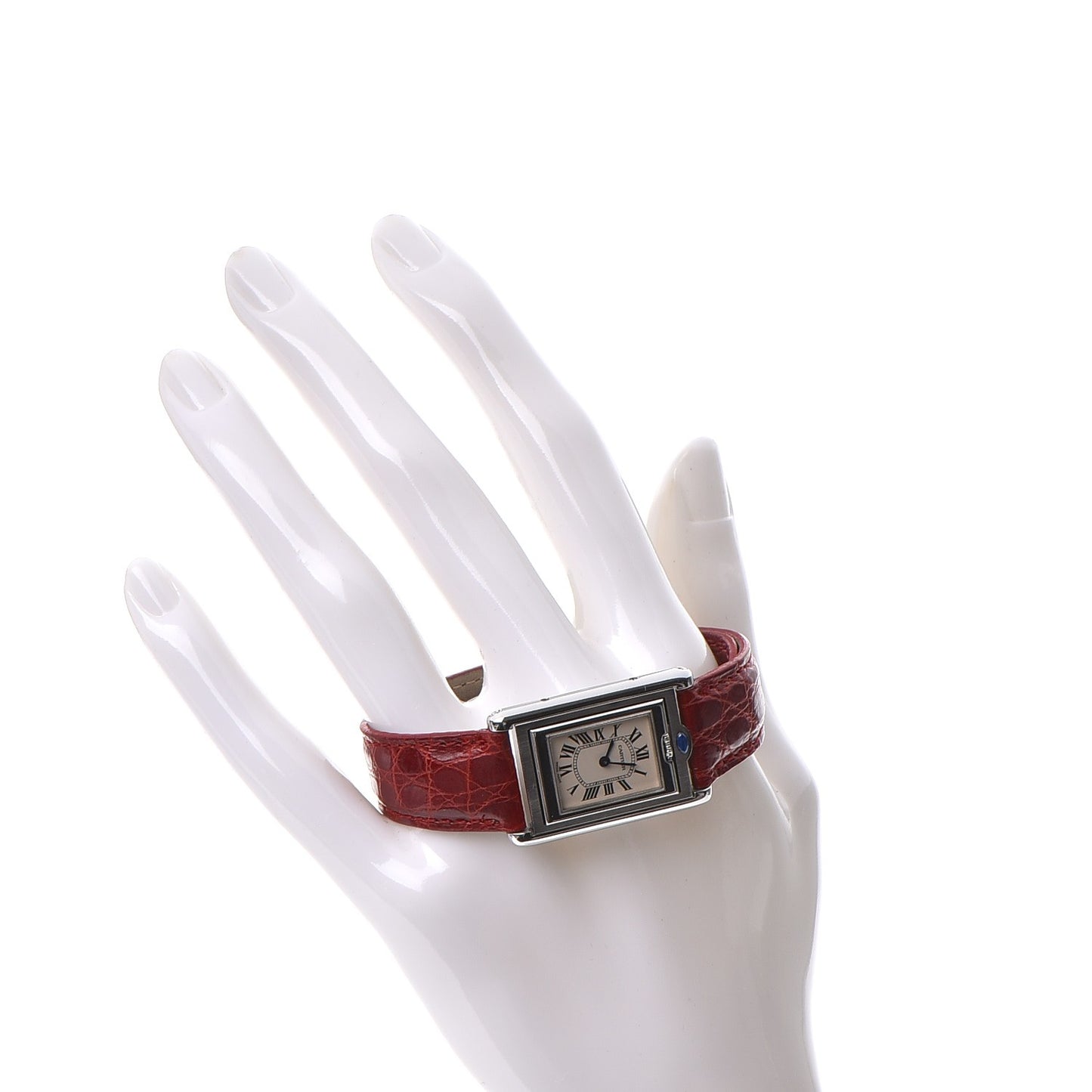 Stainless Steel Alligator 22mm Tank Basculante Quartz Watch Red