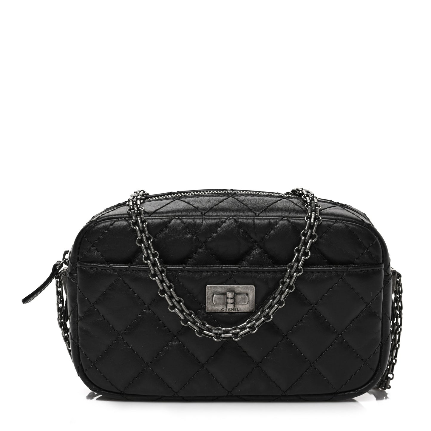 Aged Calfskin Quilted Mini Reissue Camera Case Black