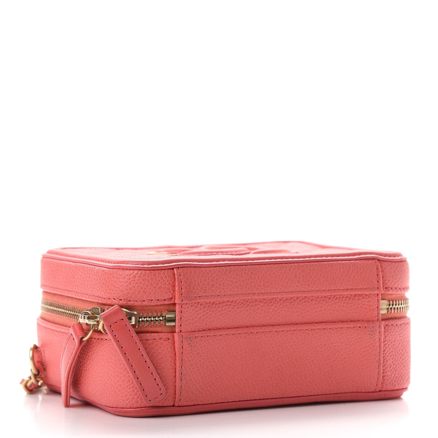 Caviar Quilted Small CC Filigree Vanity Case Coral