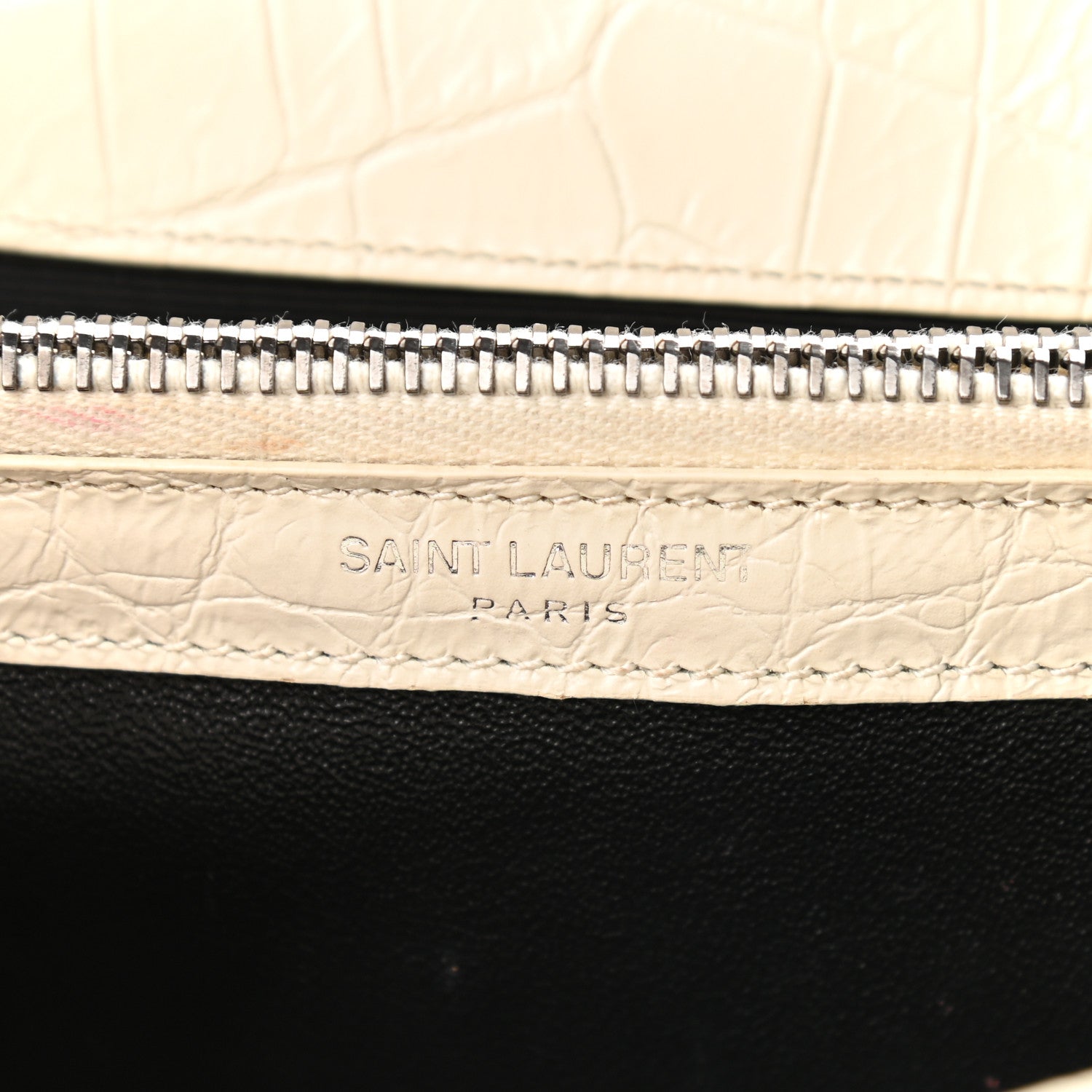 Saint Laurent Calfskin Crocodile Embossed Medium College Monogram Satchel Porcellana 6 of 16