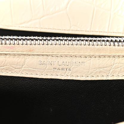 Saint Laurent Calfskin Crocodile Embossed Medium College Monogram Satchel Porcellana 6 of 16