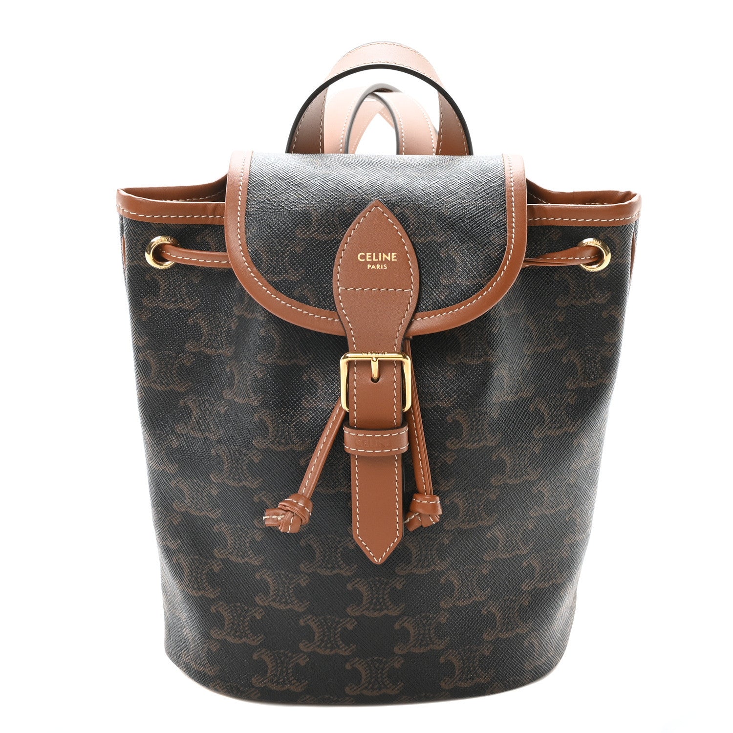 Celine Triomphe Canvas Calfskin Mini Folco Backpack Tan 1 of 9