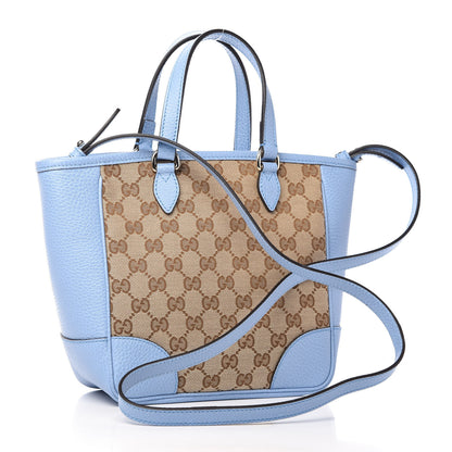 Gucci Monogram Dollar Calfskin Small Bree Tote Beige Ebony Mineral Blue 3 of 10