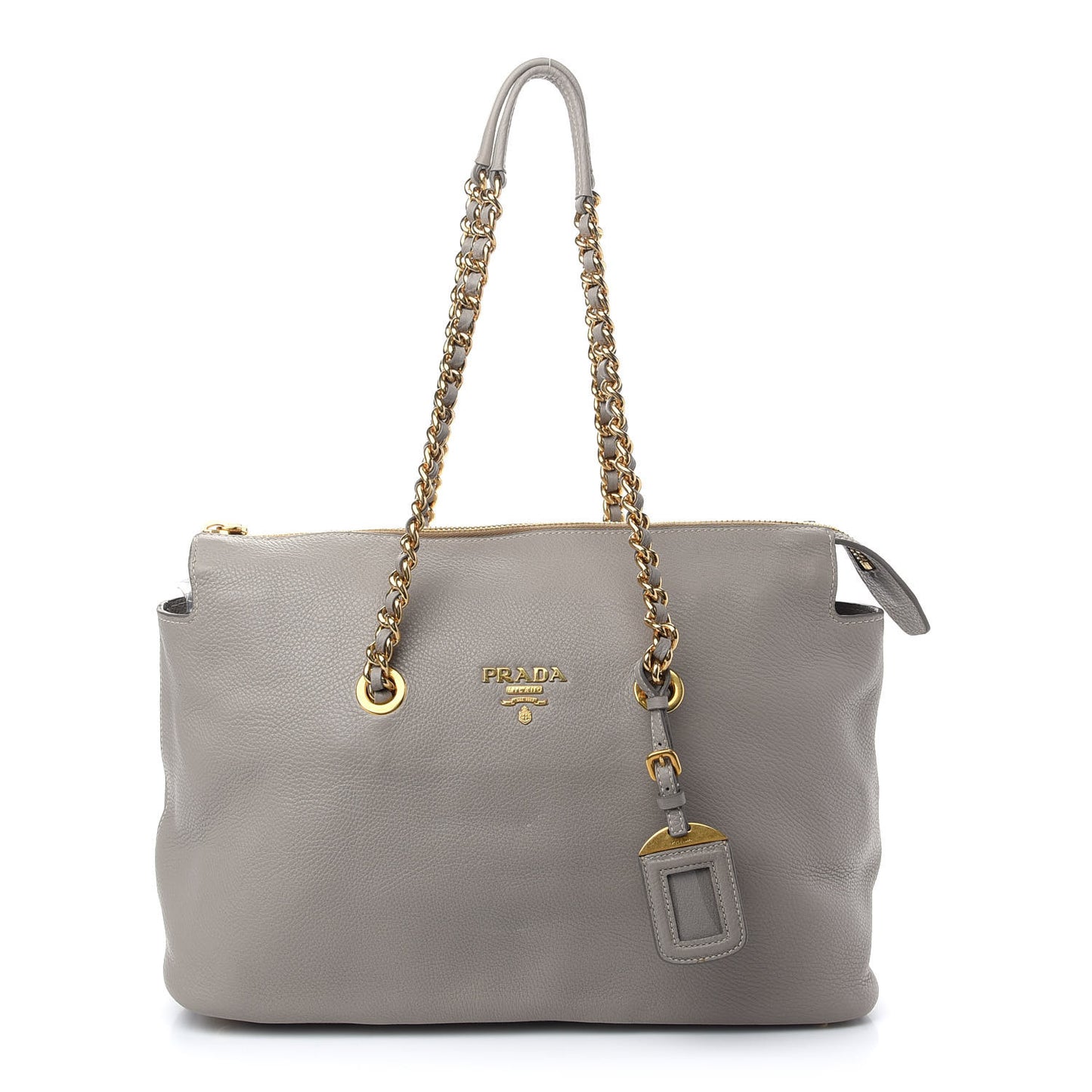 Vitello Daino Chain Shoulder Bag Pomice