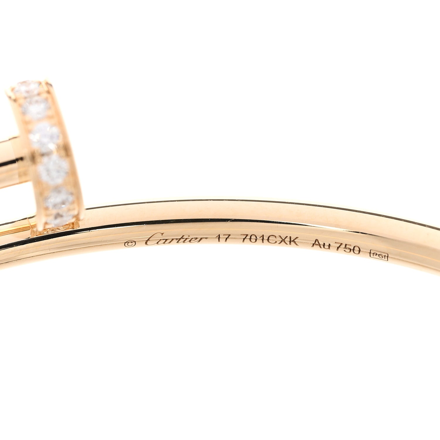 Cartier 18K Yellow Gold Diamond Small Juste Un Clou Bracelet 15 4 of 6