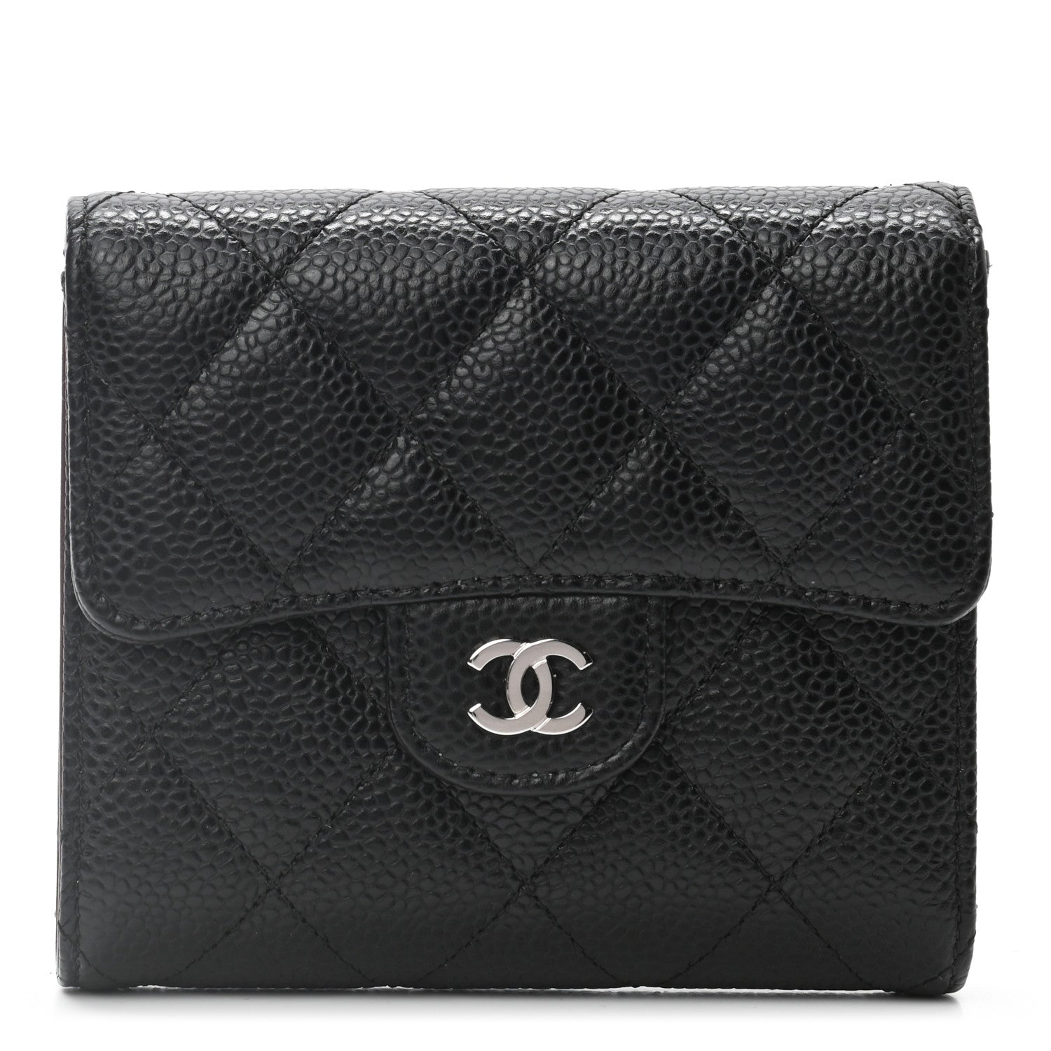 Chanel Caviar Quilted Compact Flap Wallet Black 1 of 9