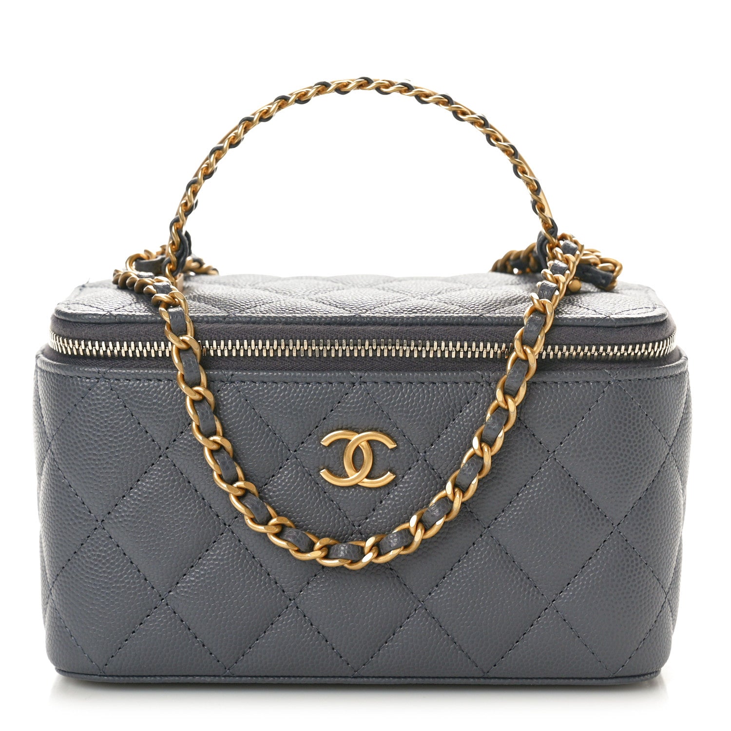 Chanel Caviar Quilted Chanel Way Top Handle Vanity Case With Chain Grey 1 of 11