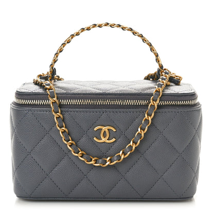 Chanel Caviar Quilted Chanel Way Top Handle Vanity Case With Chain Grey 1 of 11