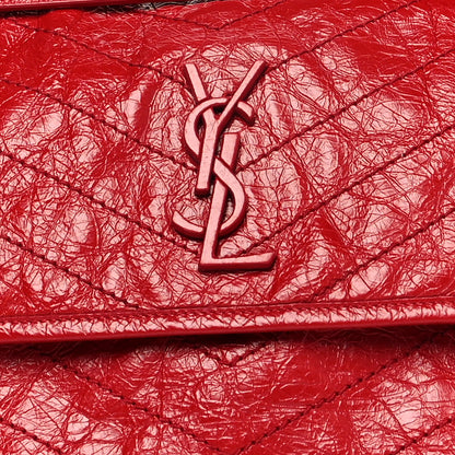 Saint Laurent Crinkled Calfskin Matelasse Monogram Medium Niki Chain Satchel Rouge Eros 8 of 13