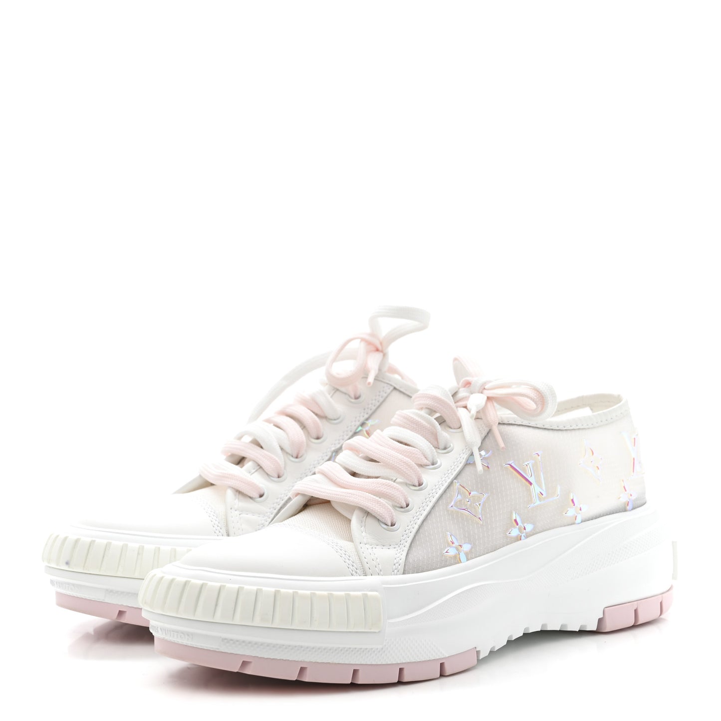 Iridescent Technical Mesh Monogram LV Squad Low Top Sneakers 38.5 Rose Clair