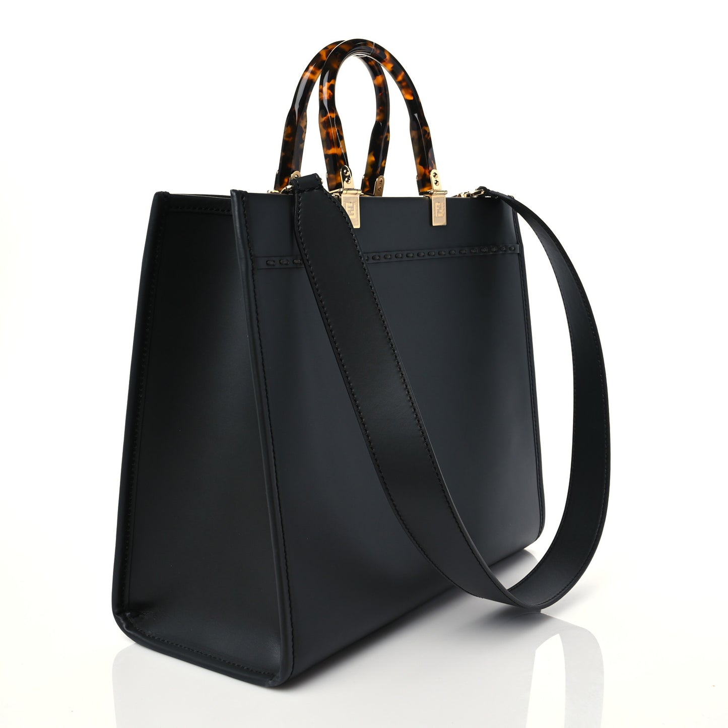 Vitello King Plexiglass Elaphe Python Print Logo Medium Fendi Sunshine Shopper Tote Dark Asphalt