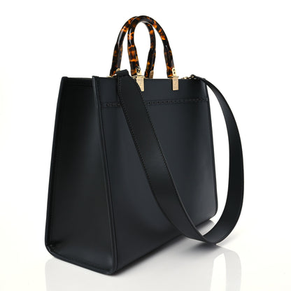 Fendi Vitello King Plexiglass Elaphe Python Print Logo Medium Fendi Sunshine Shopper Tote Dark Asphalt 2 of 7