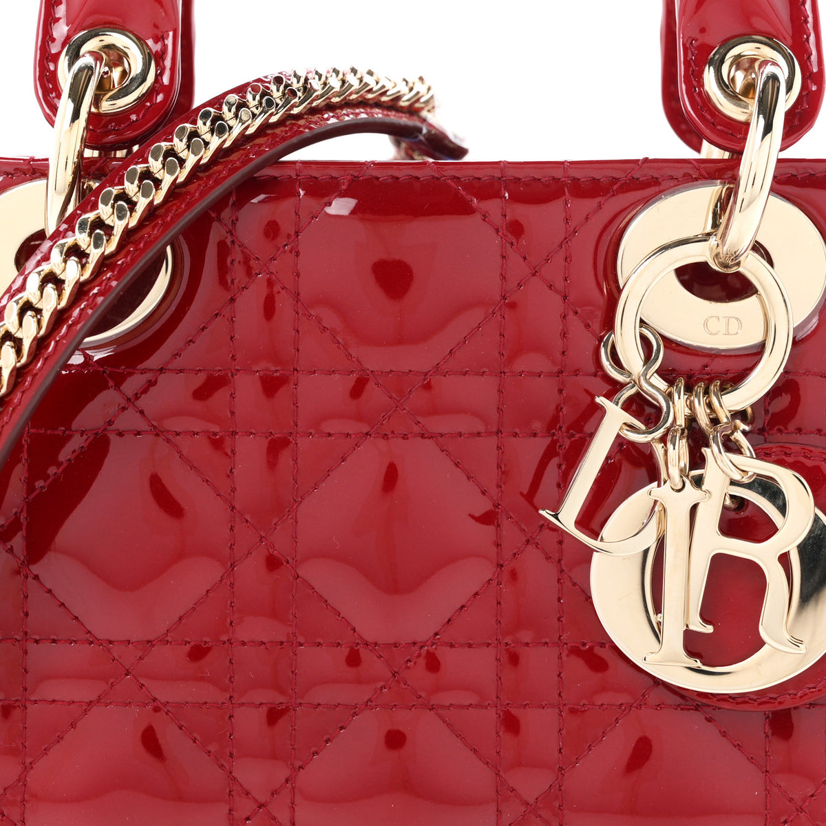Patent Cannage Mini Lady Dior Red