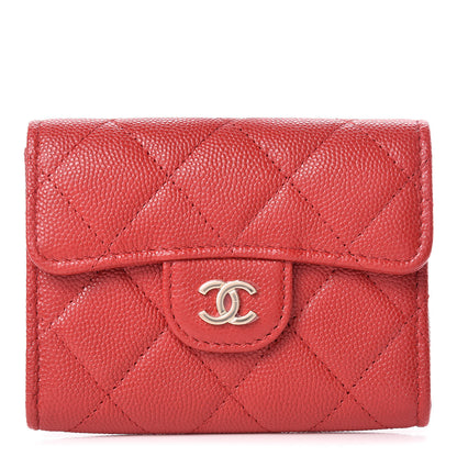 Chanel Caviar Quilted Flap Card Holder Wallet Red 1 of 9